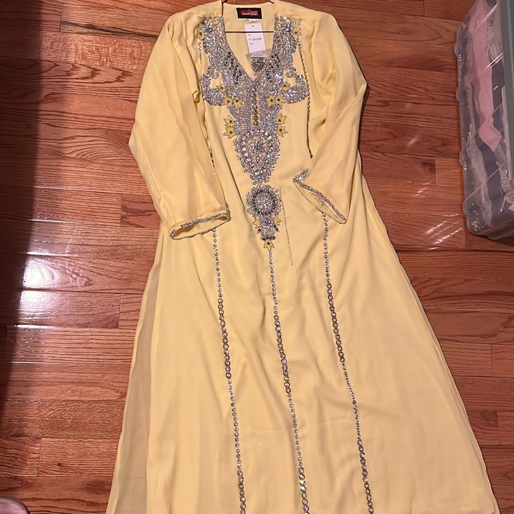 Yellow kaftan dress